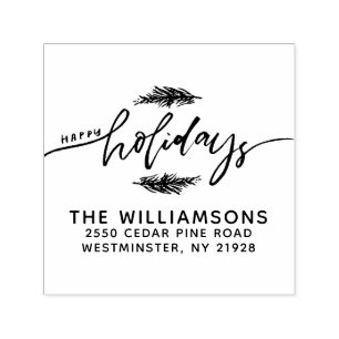 Happy Holidays Pine Bough Christmas Rücksendeadres Permastempel