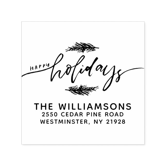 Happy Holidays Pine Bough Christmas Rücksendeadres Permastempel (Design)
