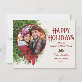 Happy Holidays Pine Ornament Flat Feiertagskarte