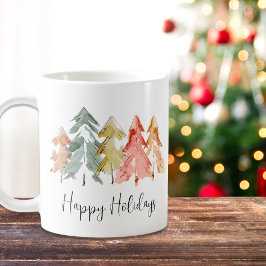 Happy Holidays Pine Tree Wasserfarben Weihnachten Kaffeetasse