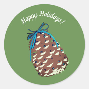 Happy Holidays Pinecone Sticker