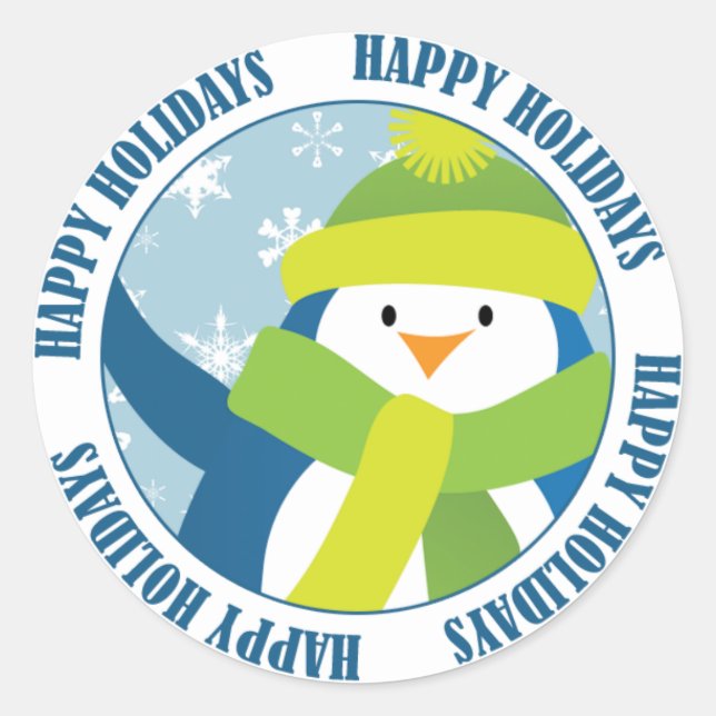 Happy Holidays Pinguin Sticker (Vorderseite)