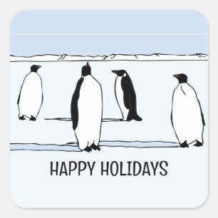 Happy Holidays Pinguin Winterweihnachtsfest Cool Quadratischer Aufkleber