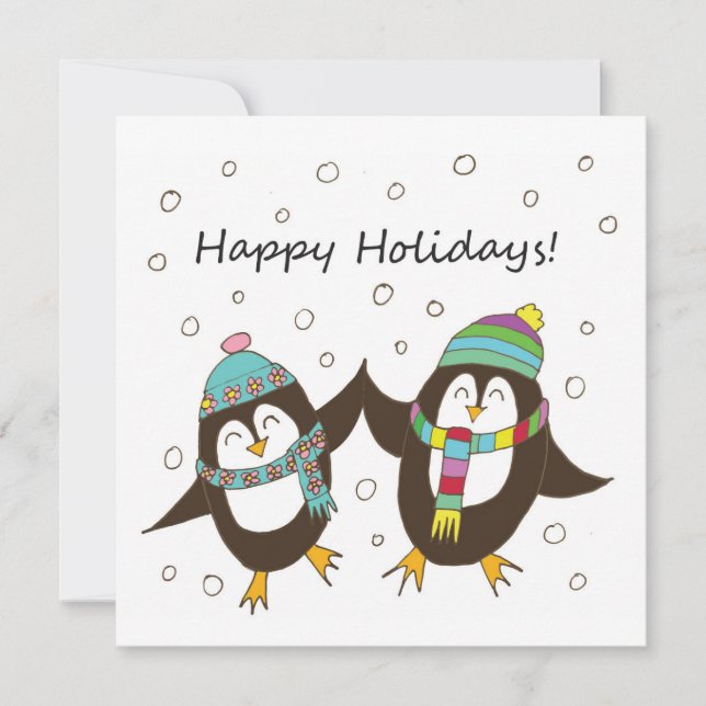 Happy Holidays Pinguine Flat Card Feiertagskarte (Vorderseite)