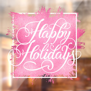 Happy Holidays Pink Imitate Foil Fensteraufkleber