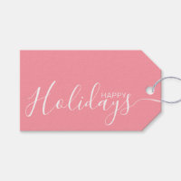 Happy Holidays Pink White Minimalistisch