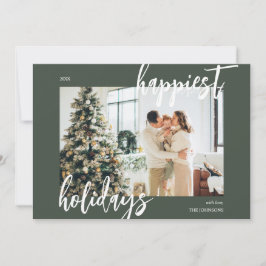Happy Holidays Pinselschrift Foto Grün Feiertagskarte