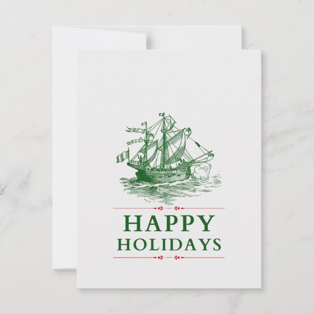 Happy Holidays - Pirate Ship Feiertagskarte (Vorderseite)
