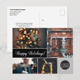 Happy Holidays Plumbing Firmenlogo und Fotos Feiertagspostkarte