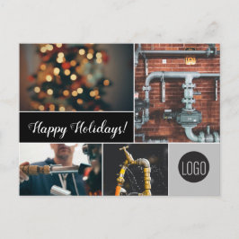 Happy Holidays Plumbing Firmenlogo und Fotos Feiertagspostkarte