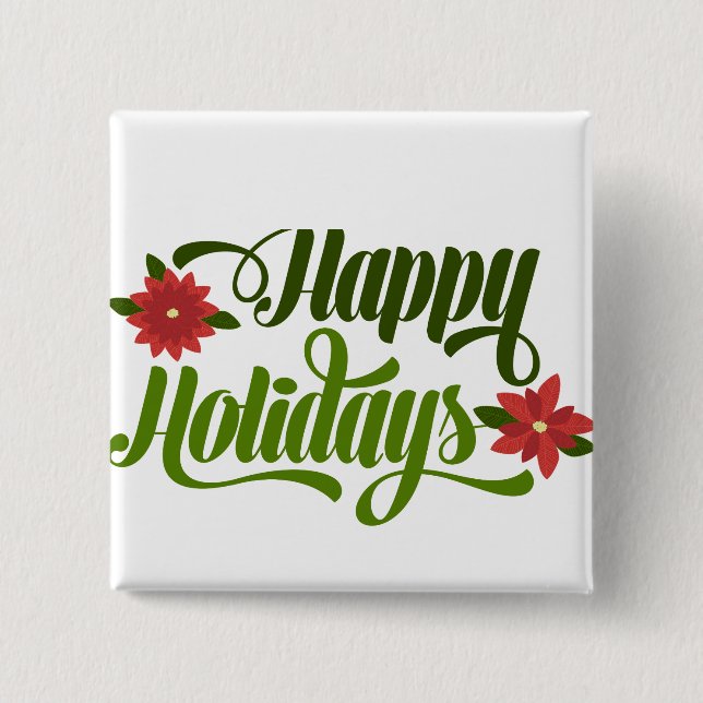 Happy Holidays Poinsettia Button (Vorderseite)