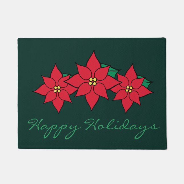 Happy Holidays Poinsettia Doormat Fußmatte (Vorderseite)