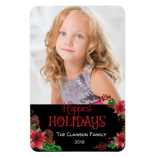 Happy Holidays Poinsettia Family Foto Magnet
