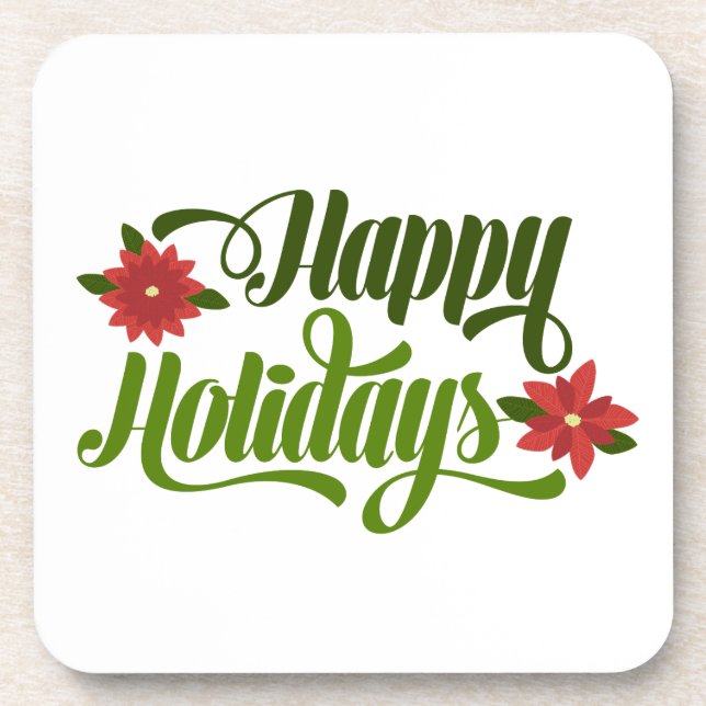 Happy Holidays Poinsettia Getränkeuntersetzer (Vorderseite)