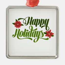 Happy Holidays Poinsettia Ornament Aus Metall