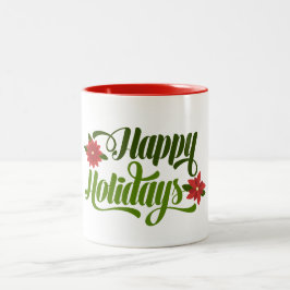 Happy Holidays Poinsettia Zweifarbige Tasse