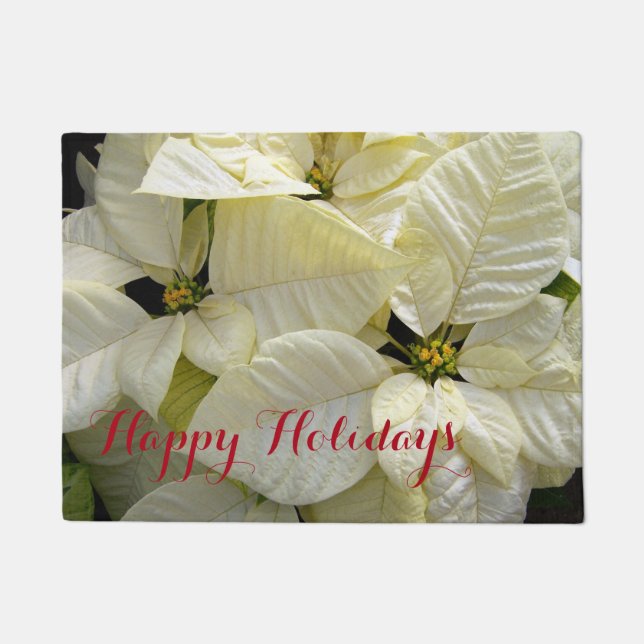 Happy Holidays Poinsettias Doormat Fußmatte (Vorderseite)