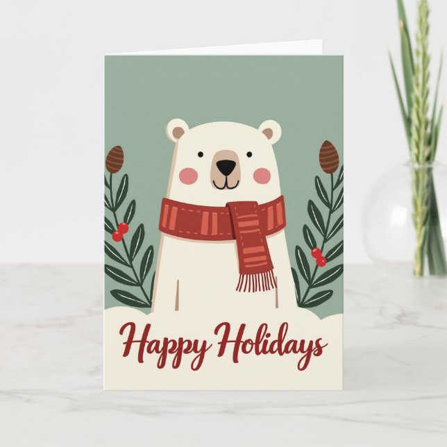 Happy Holidays Polar Bear Card Karte (Vorderseite)