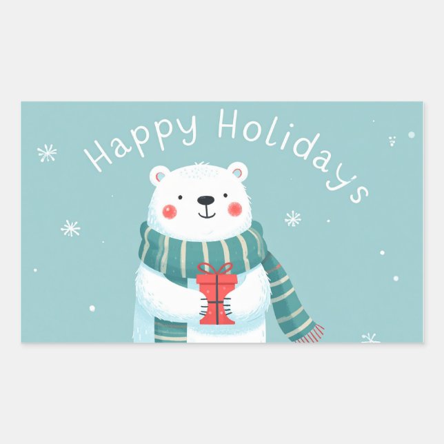 Happy Holidays Polar Bear Hug Sticker (Vorderseite)