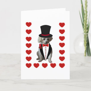 Happy Holidays Poodle Tuxedo Faltkarte