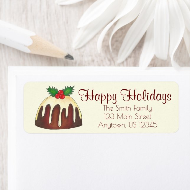 Happy Holidays Pudding Address Labels (Insitu)