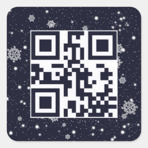 Happy Holidays QR Code in Schneeflocken Quadratischer Aufkleber