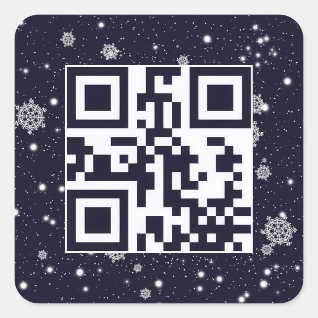 Happy Holidays QR Code in Schneeflocken Quadratischer Aufkleber (Vorderseite)