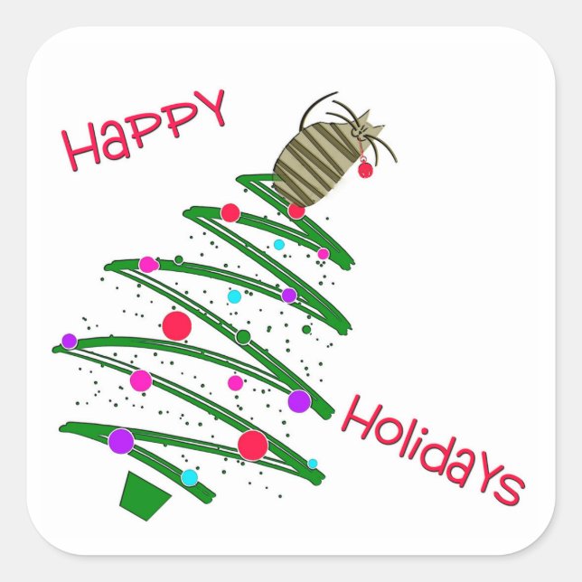 Happy Holidays Quadratischer Aufkleber (Vorderseite)
