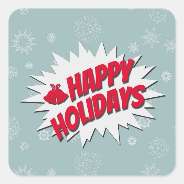 Happy Holidays Quadratischer Aufkleber (Vorderseite)