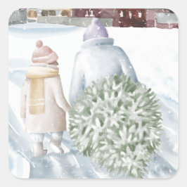 Happy Holidays Quadratischer Aufkleber