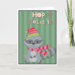 Happy Holidays Raccoon Feiertagskarte