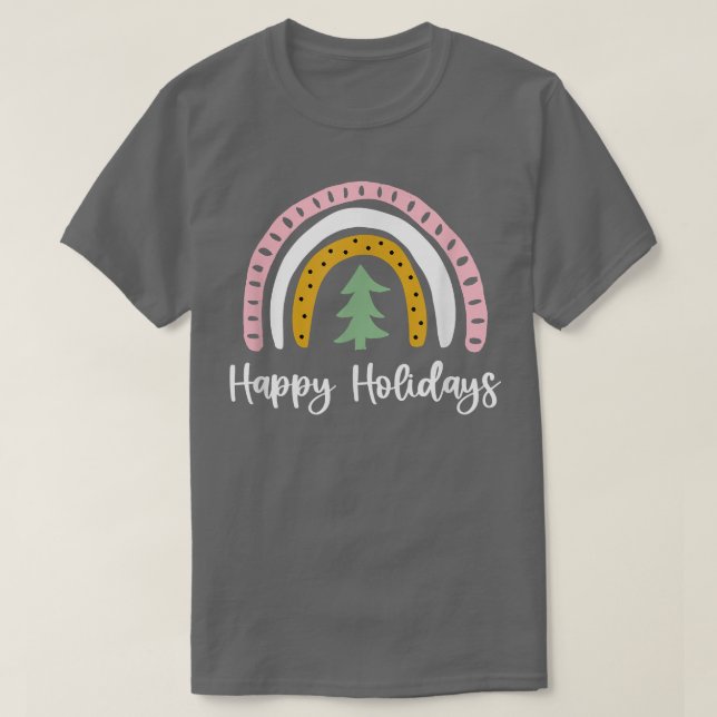 Happy Holidays Rainbow Christmas Tree T - Shirt (Design vorne)