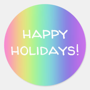 Happy Holidays Rainbow Gradient Stickers
