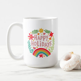 Happy Holidays Rainbow Niedlich Hand gezeichnet fa Kaffeetasse
