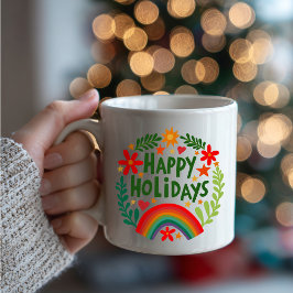 Happy Holidays Rainbow Niedlich Hand gezeichnet fa Kaffeetasse