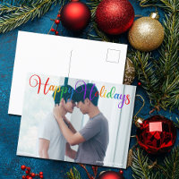 Happy Holidays Rainbow Script LGBTQ Couple Foto