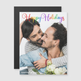 Happy Holidays Rainbow Script LGBTQ Foto Magnet