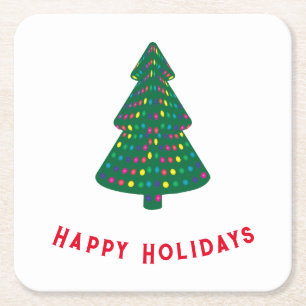 Happy Holidays Rechteckiger Pappuntersetzer