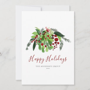 Happy Holidays Red Berries Business Christmas Holi Feiertagskarte