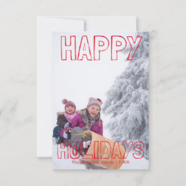 Happy Holidays Red Block - 3x5 Weihnachtskarte Einladung