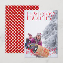 Happy Holidays Red Block - 3x5 Weihnachtskarte Einladung
