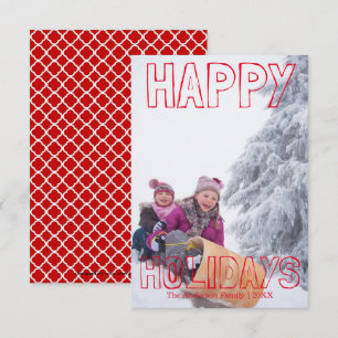 Happy Holidays Red Block - 3x5 Weihnachtskarte Einladung
