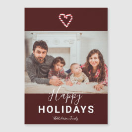 Happy Holidays Red Candy Cane Family Foto Modernes Magnetkarte