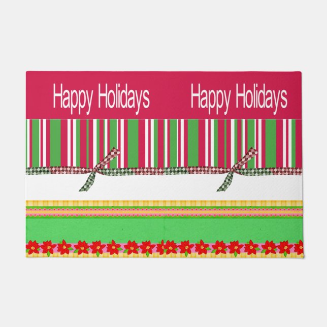 Happy Holidays Red Christmas Matt Doormat Fußmatte (Vorderseite)