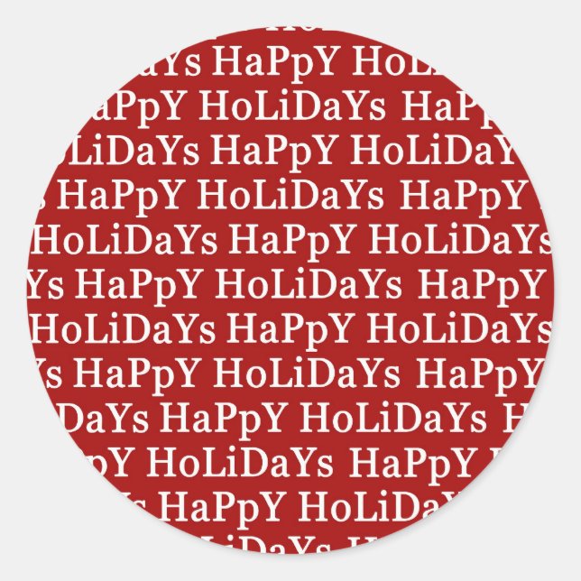 Happy Holidays Red Christmas Sticker (Vorderseite)