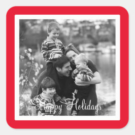Happy Holidays Red Design Quadratischer Aufkleber
