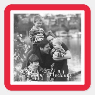 Happy Holidays Red Design Quadratischer Aufkleber