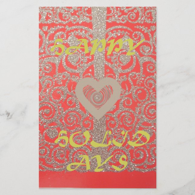 Happy Holidays Red Glitzer Herzdesign (Vorderseite)