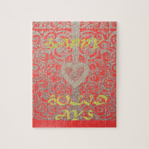 Happy Holidays Red Glitzer Herzdesign Puzzle
