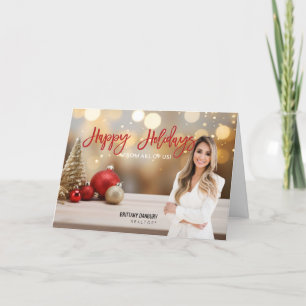 Happy Holidays Red Gold Real Anwesen Realtor Foto Feiertagskarte